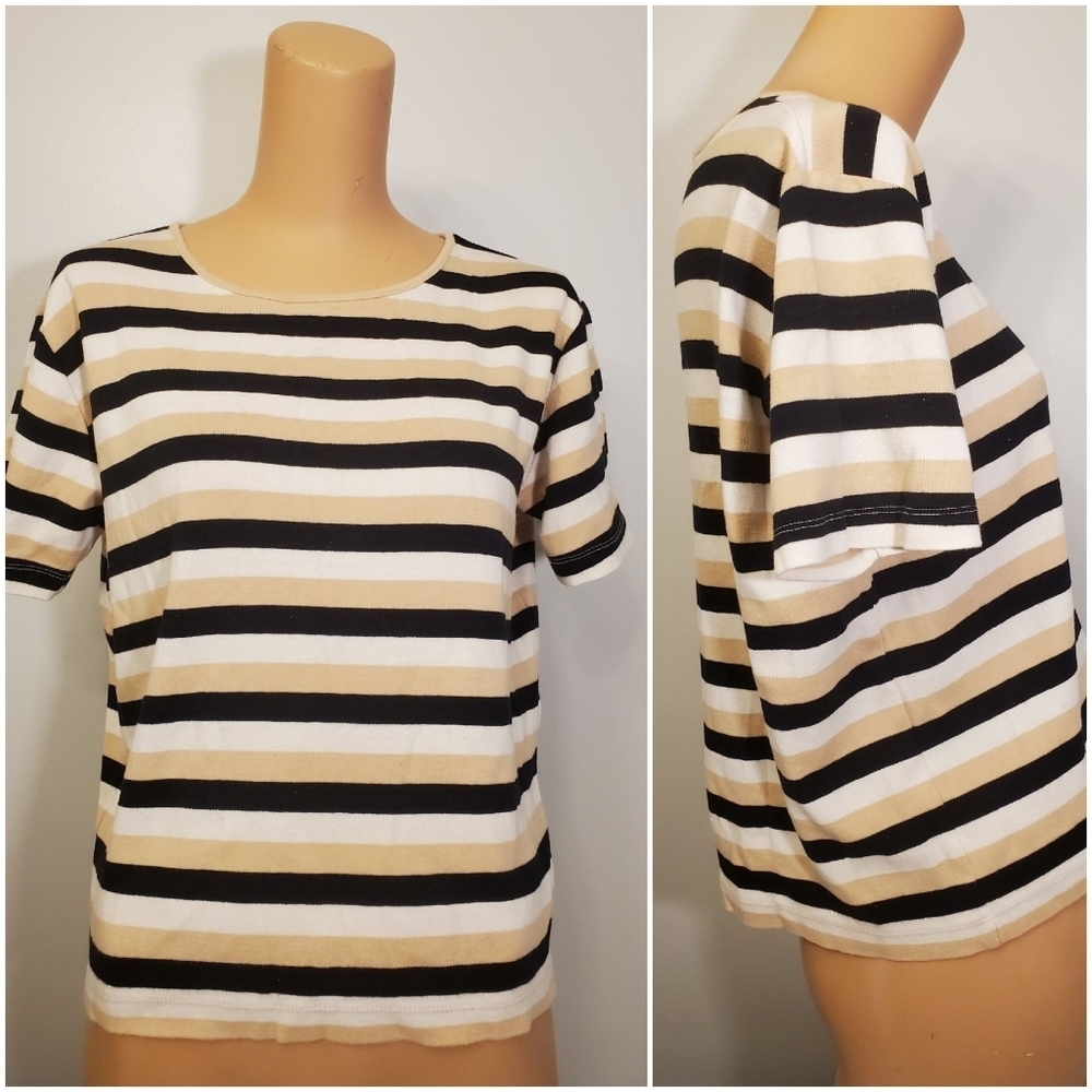 Victoria Jones Striped & Fine Sparkle Tee